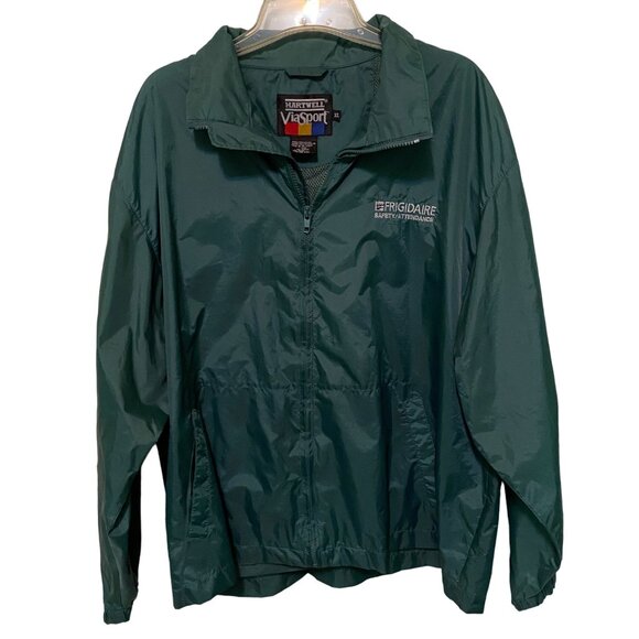 Vintage Frigidaire Attendance Safety Windbreaker Mens XL Green Jacket Workwear - Picture 2 of 6